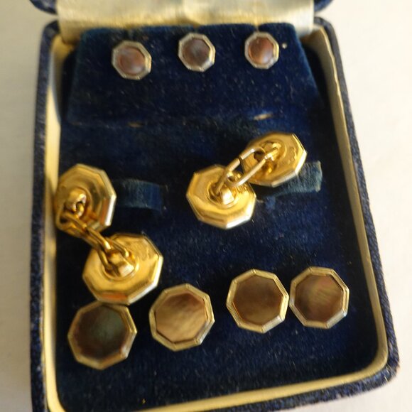 Vintage Art Deco Gold Filled Cufflinks, Studs - Picture 2 of 5
